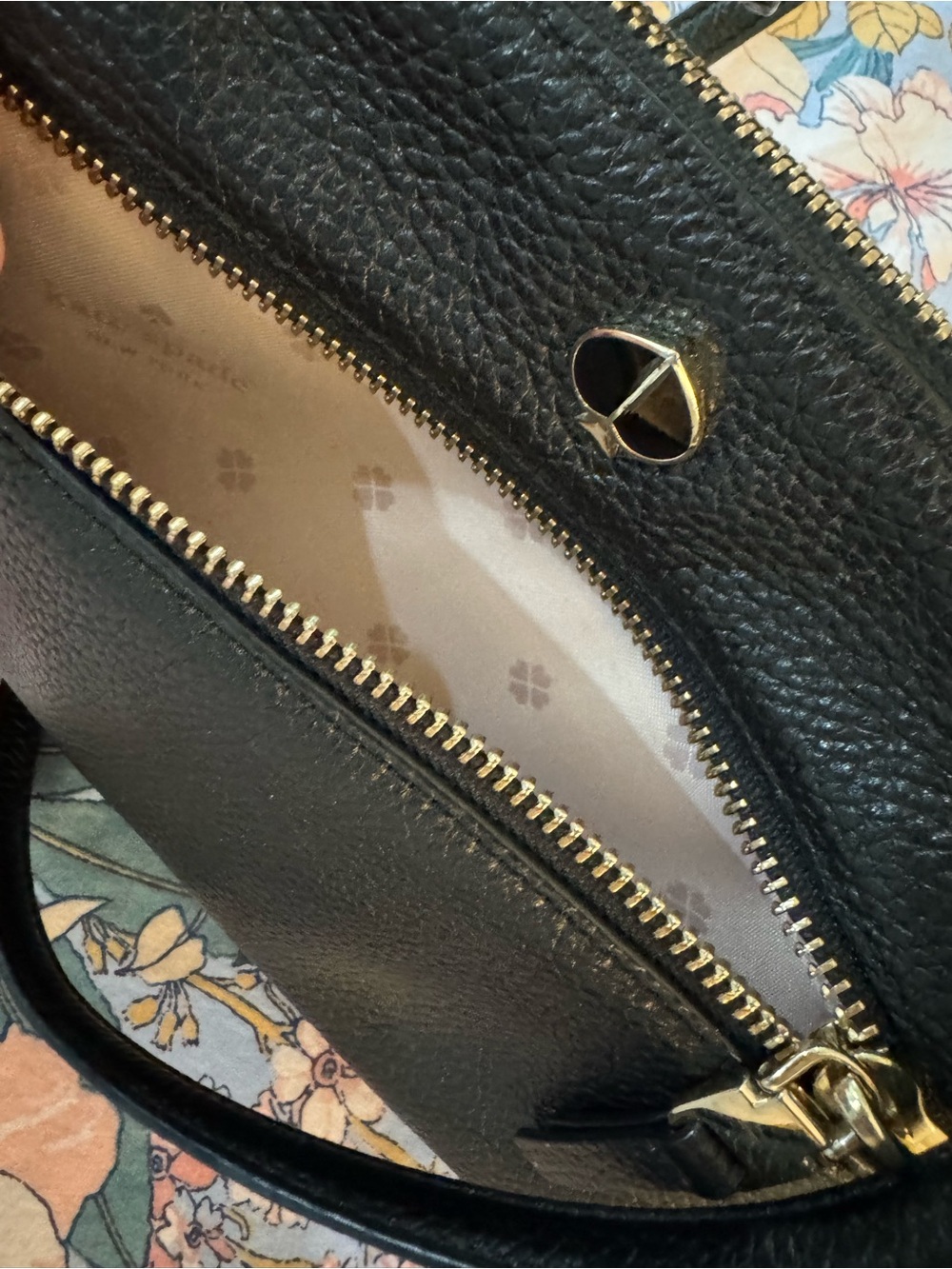kate spade Black Pebbled Leather Gold-Accent Crossbody Bag - Picture 10 of 14